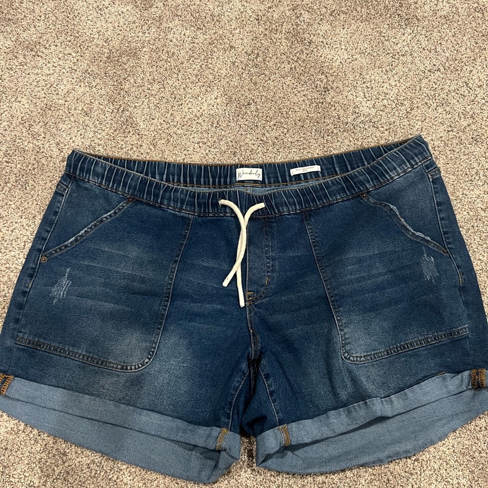 Wonderly Navy Blue Denim Drawstring Women’s Shorts